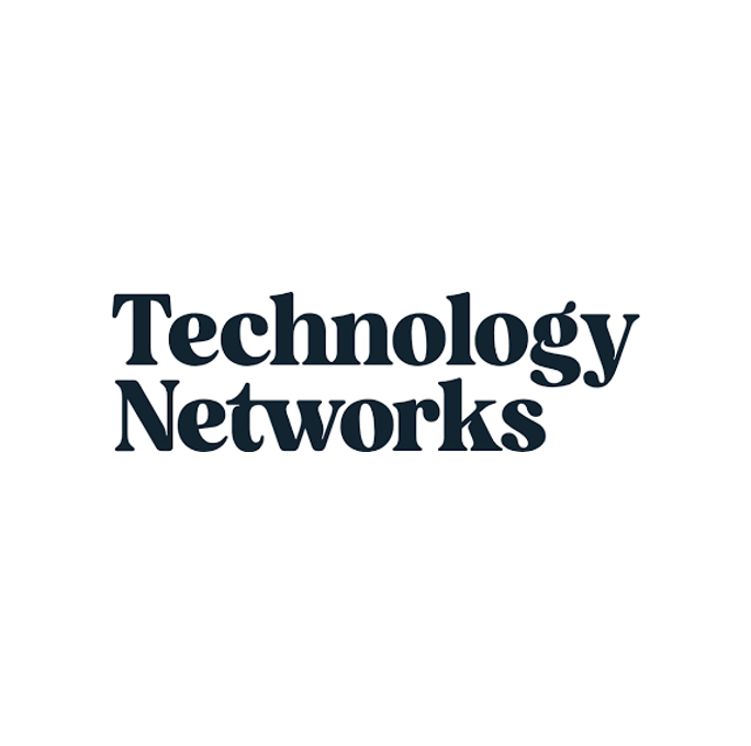 Technology Networks wordmark logo in dark blue on white background