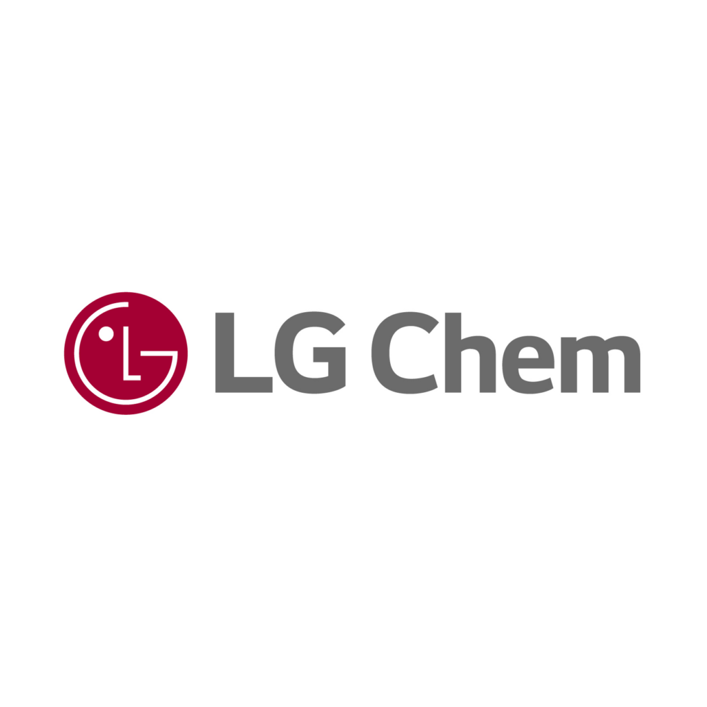 LG Chem logo: red circular emblem with white inner design next to cropped gray 'LG Chem' text, bottom portion cut off.