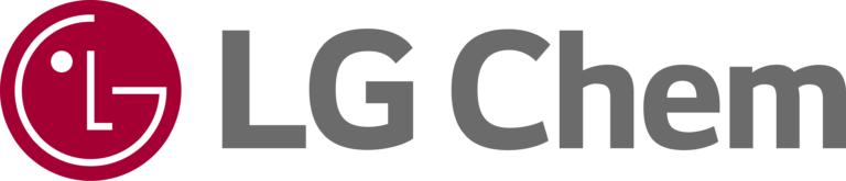 LG Chem logo: red circular emblem with white curved line and dot, followed by gray 'LG Chem' text.
